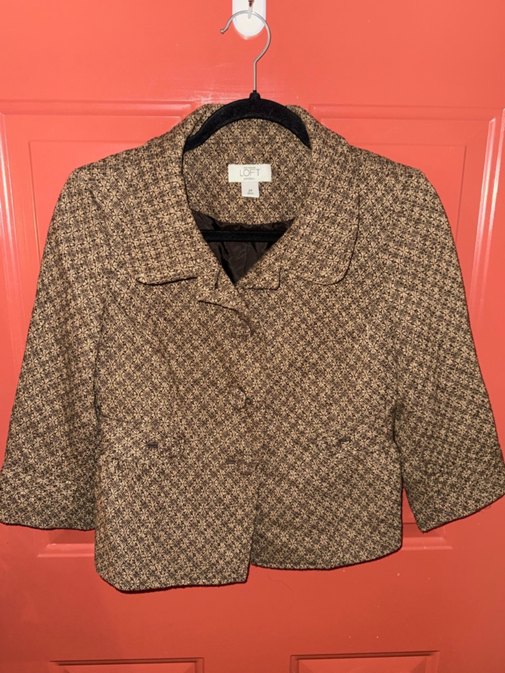LOFT Brown Tweed Cropped Blazer